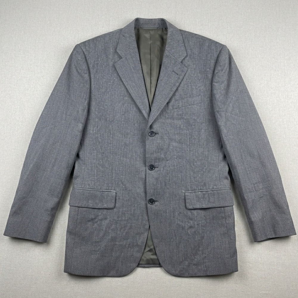 Banana Republic wool 40r Blazer Sport Coat Gray 3 button flap pocket office